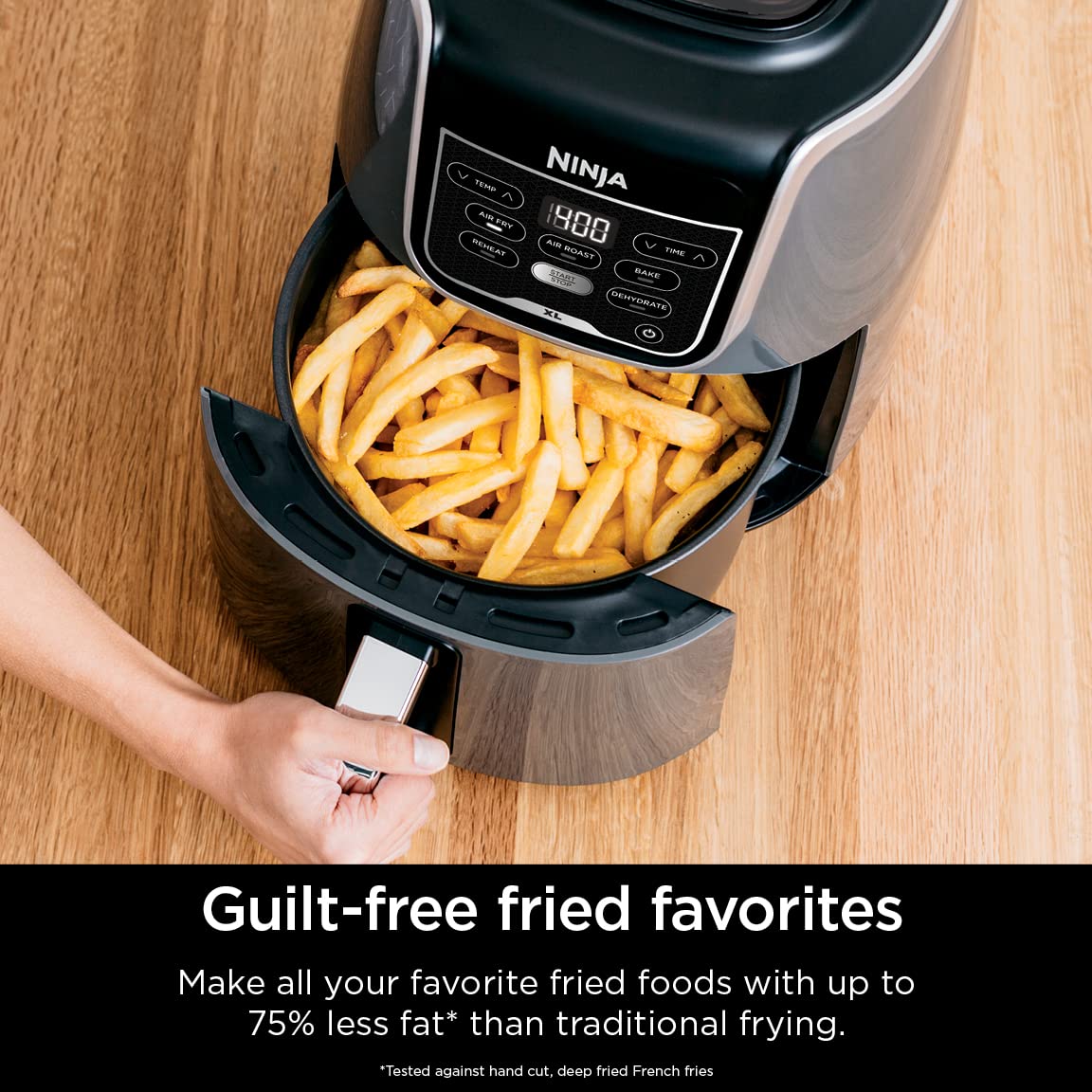 Ninja AF150AMZ Air Fryer XL, 5.5 Qt. Capacity that can Air Fry, Air Roast, Bake, Reheat & Dehydrate, with Dishwasher Safe, Nonstick Basket & Crisper Plate and a Chef-Inspired Recipe Guide, Grey ANM Liquidation