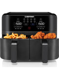 Chefman TurboFry Touch Dual Air Fryer, Maximize The Healthiest Meals With Double Basket Capacity, One-Touch Digital Controls And Shake Reminder For The Perfect Crispy And Low-Calorie Finish - ANM Liquidation