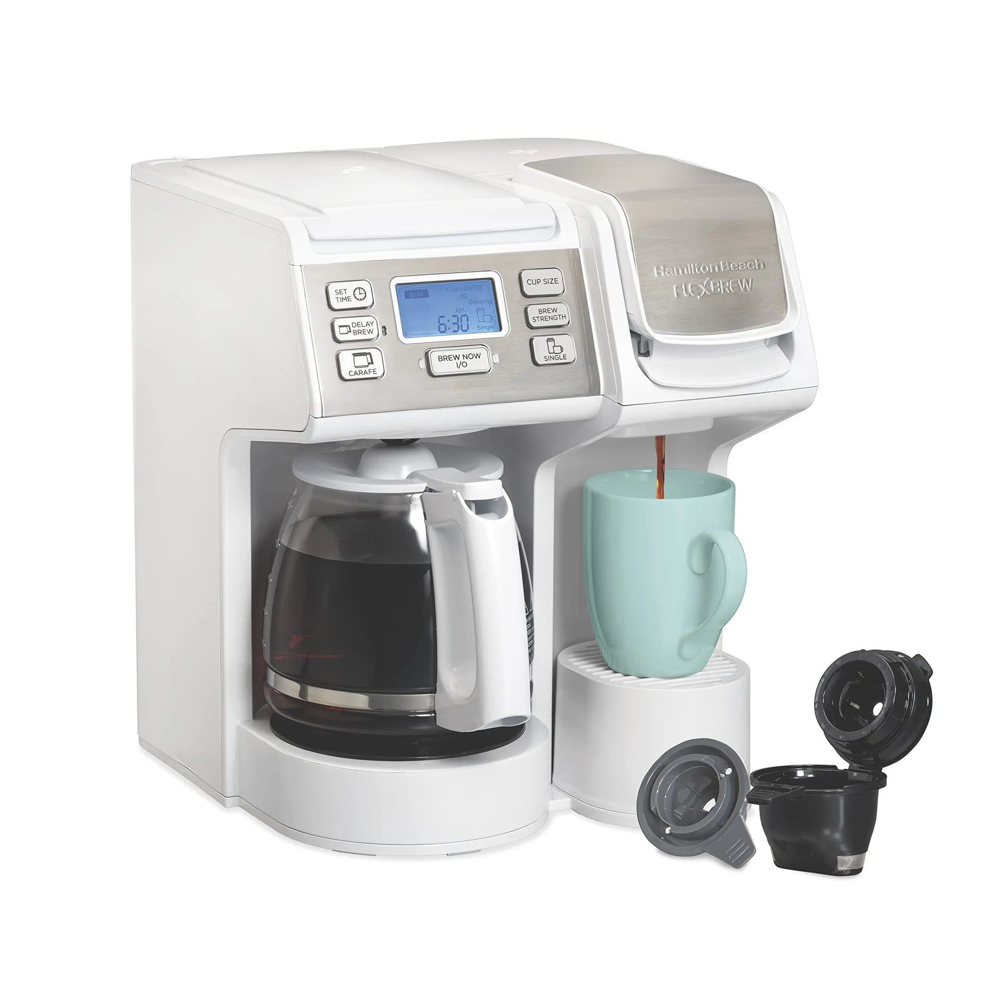 Hamilton Beach FlexBrew Trio 2-Way Coffee Maker, Compatible with K-Cup Pods or Grounds, Combo, Single Serve & Full 12c Pot, Black - Fast Brewing (49902) - ANM Liquidation