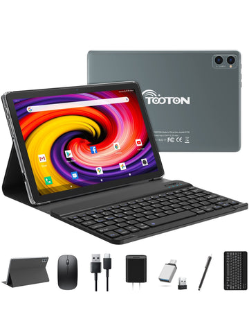 2024 Tablet 10.1 Inch 2 in 1 Android Tablet with keyboard Octa-Core Processor 128GB Storage 1TB Expandable, 13+8MP Dual Camera, Newest Tablets PC with Case Mouse Stylus Support 5G WiFi, IPS FHD Screen