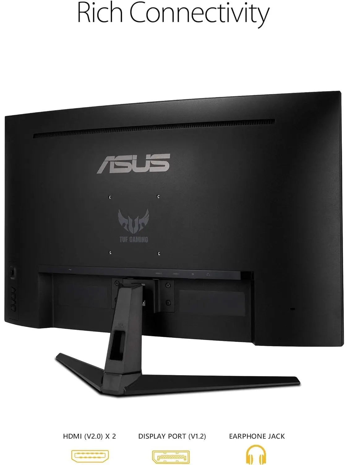 ASUS TUF Gaming 32" 1440P HDR Curved Monitor VG32VQ1B - QHD 2560 x 1440 , 165Hz Supports 144Hz , 1ms, Extreme Low Motion Blur, Speaker, FreeSync Premium, VESA Mountable, DisplayPort, HDMI,BLACK