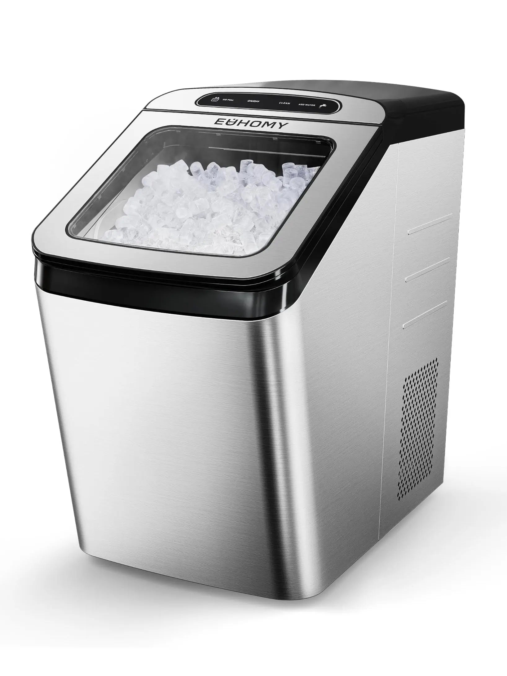 EUHOMY Nugget Ice Maker Countertop, Max 34lbs/Day, 2 Way Water Refill, Self-Cleaning Pebble Ice Maker Machine with 3Qt Reservoir, Ideal for Home, Office, Bar, and Party. (Silver) - ANM Liquidation