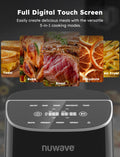 Nuwave Brio Plus 8 Qt Air Fryer, PFAS Free, New & Improved, Digital Touch Screen, Cool White Display, 50°F~400°F in Precise 5°, 5 Cook Functions, 100 Presets & 50 Memory, 3 Wattages 700, 1500, 1800 ANM Liquidation