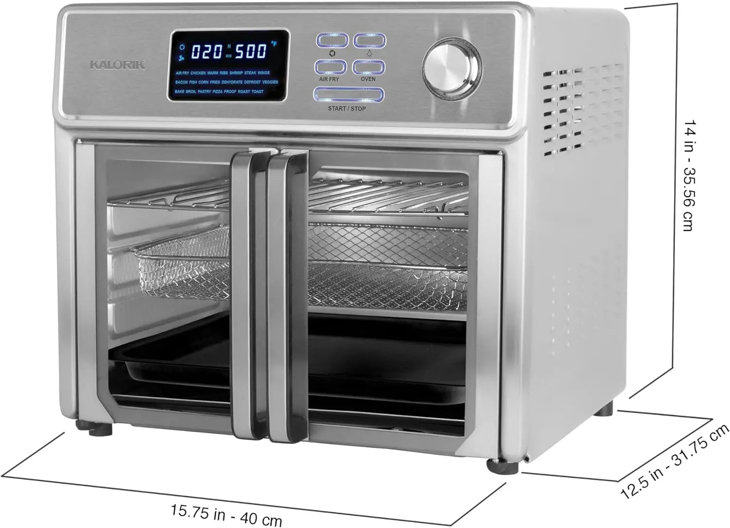 Kalorik MAXX® Digital Air Fryer Oven, 26 Quart, 10-in-1 Countertop Toaster Oven & Air Fryer Combo-21 Presets up to 500 degrees, Includes 9 Accessories & Cookbook - ANM Liquidation