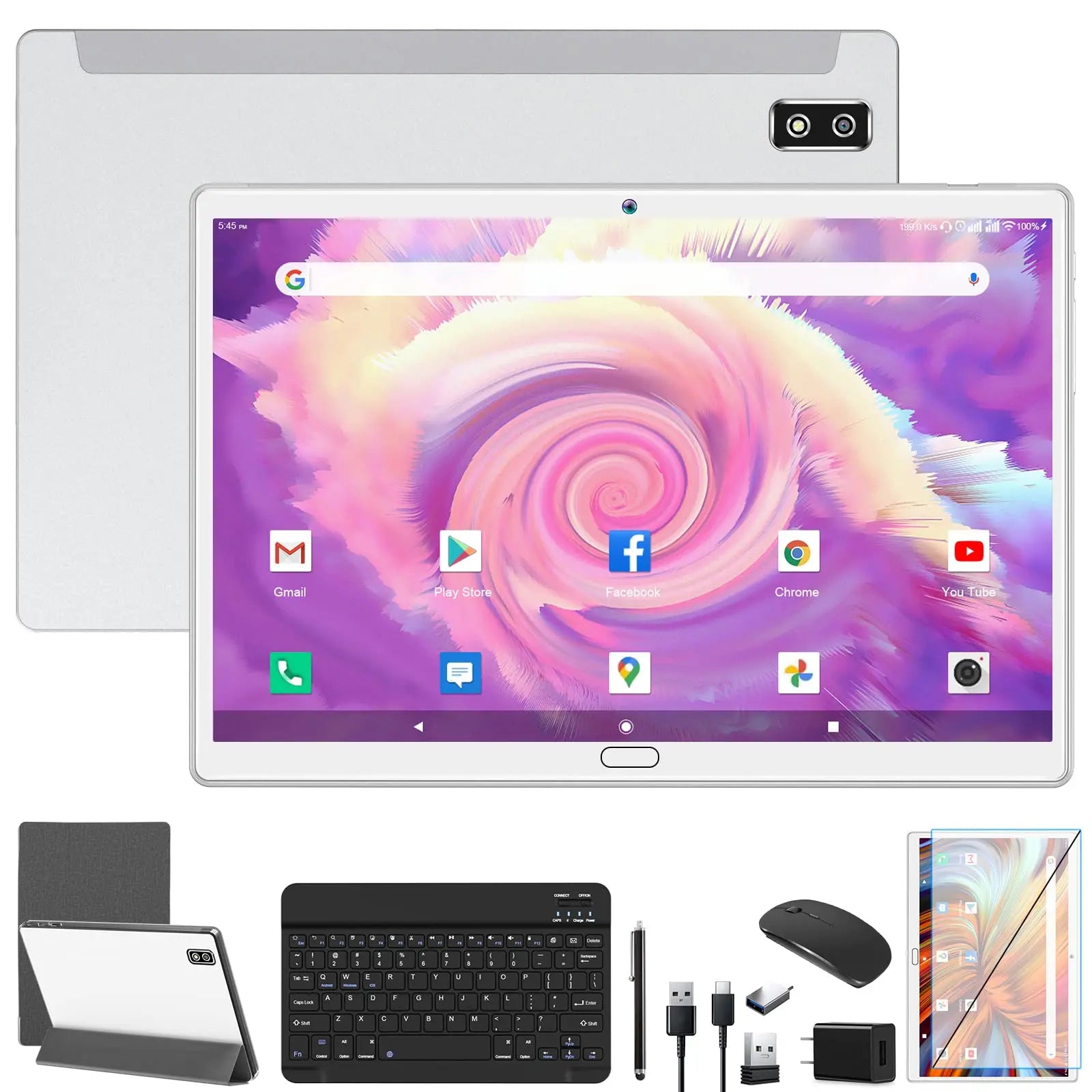 2024 Newest Android 13 Tablet, 2 in 1 Tablet 10.1 Inch, 4G Cellular Tablet with Keyboard, 64GB ROM + 4GB RAM, Octa-Core Processor, 2 Sim Slots, 13MP Camera, GPS/WiFi/Bluetooth/Mouse/Stylus(Black) - ANM Liquidation