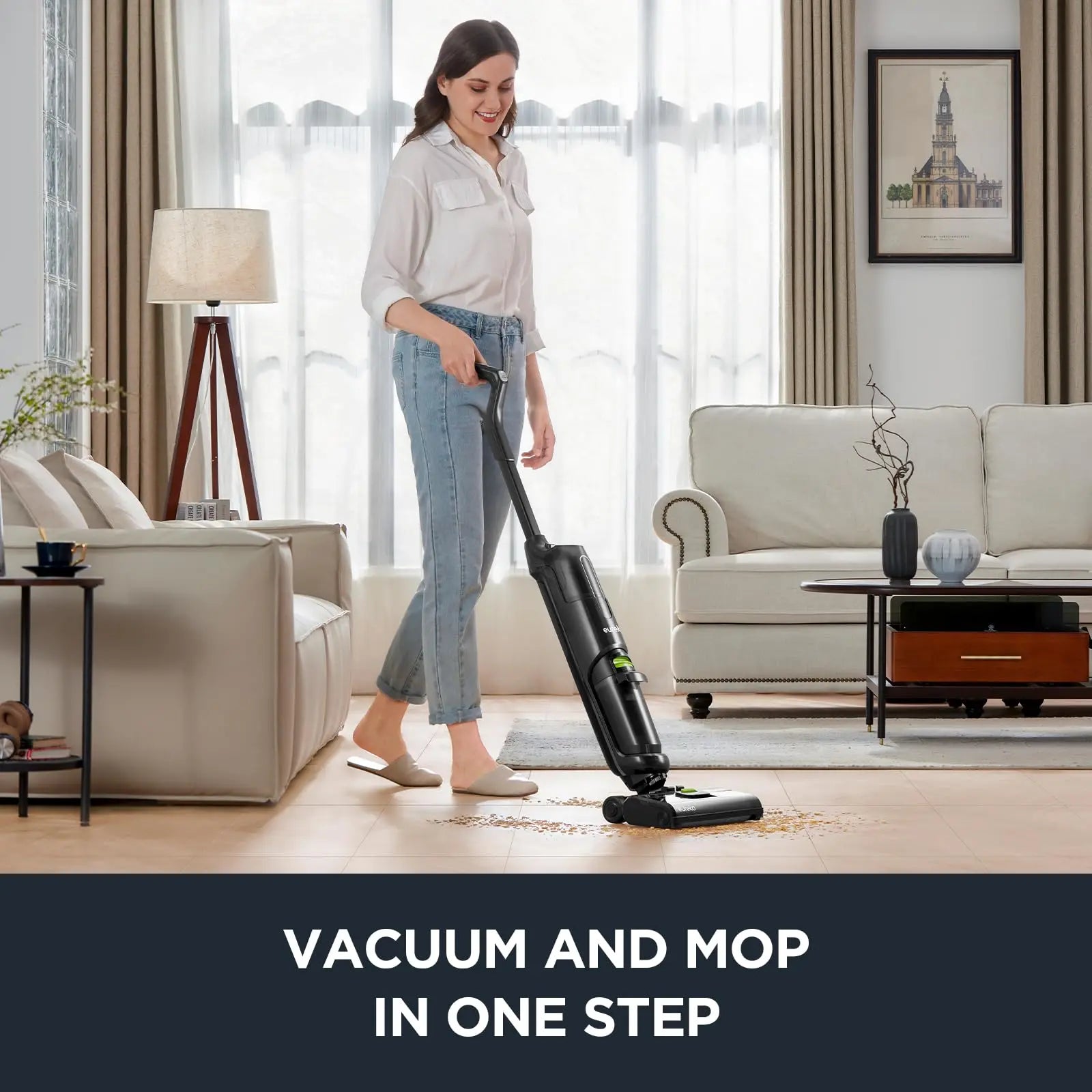 Eureka Cordless Wet Dry One Hard Floor Cleaner with Self System, Vacuum Mop for Multi-Surfaces, Perfect for Cleaning Sticky Messes, NEW400, Black, 8 lbs - ANM Liquidation