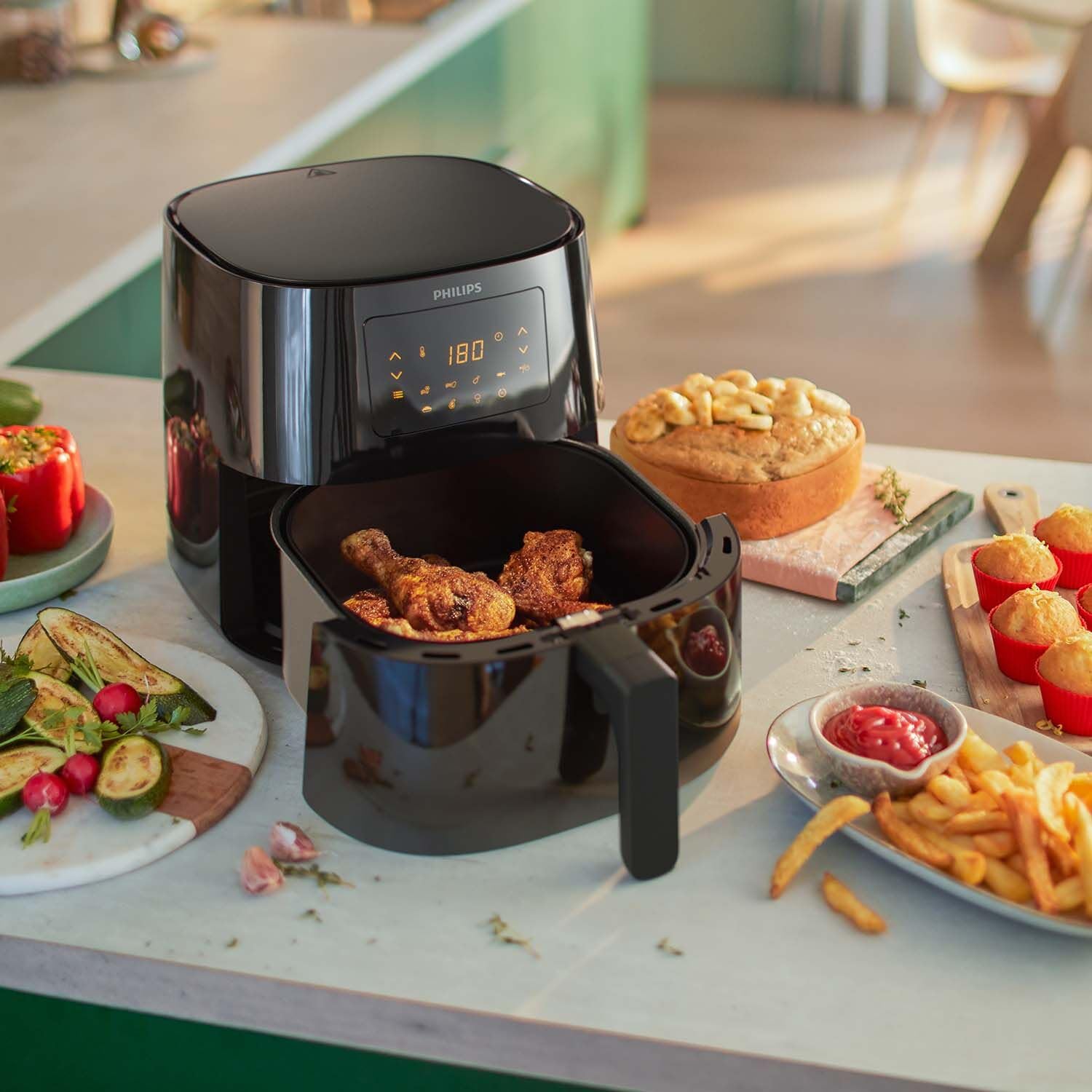 Philips Essential Airfryer XL 2.65lb/6.2L Capacity Digital Airfryer with Rapid Air Technology, Starfish Design, Easy Clean Basket, Black, (HD9270/91) - ANM Liquidation