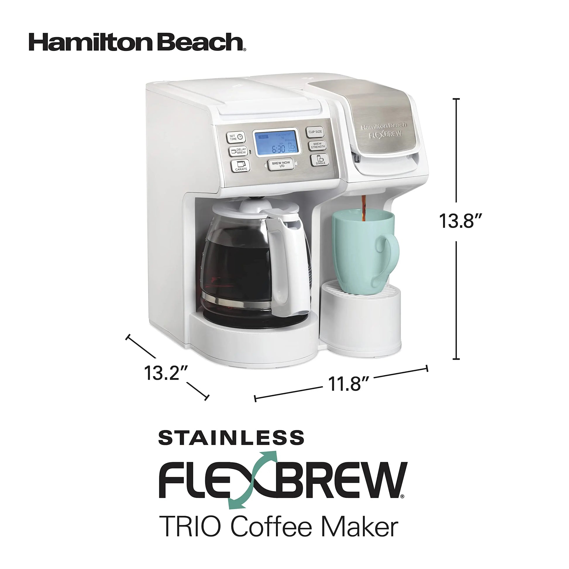 Hamilton Beach FlexBrew Trio 2-Way Coffee Maker, Compatible with K-Cup Pods or Grounds, Combo, Single Serve & Full 12c Pot, Black - Fast Brewing (49902) - ANM Liquidation