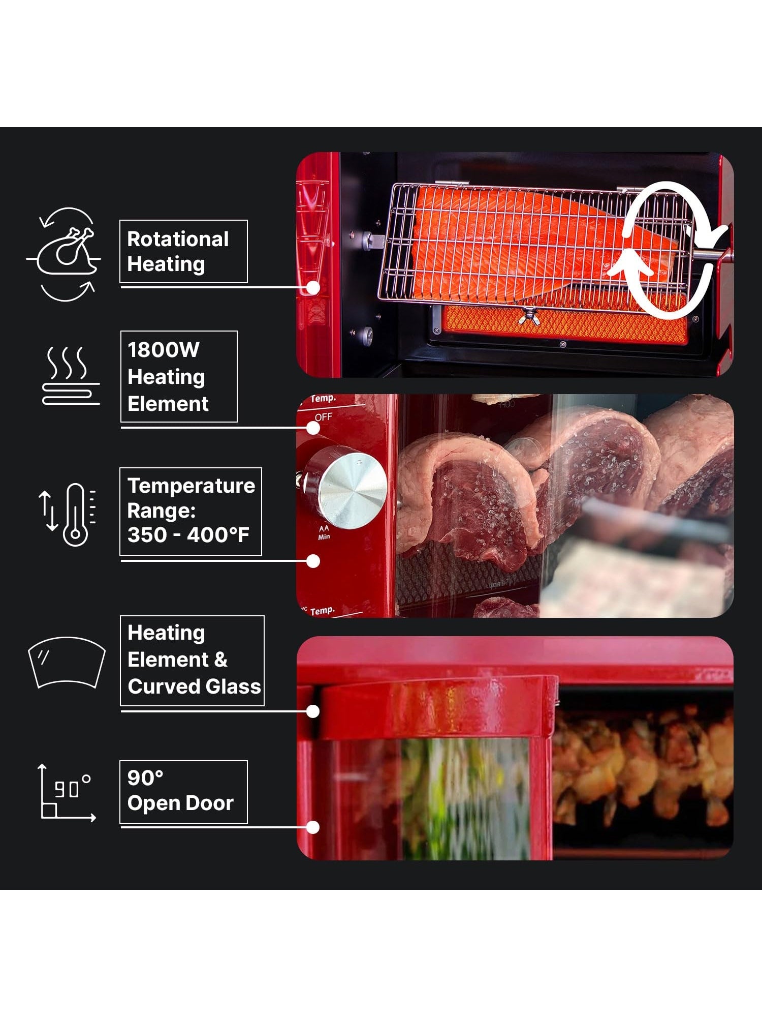 Brazilian Flame Churrasco® Gas Rotisserie Oven Grill Roaster with Auto Rotating Skewers for Rotisserie Chicken, Brazilian Style BBQ and Churrasco, Shawarma Machine, Propane Grill - 2024 Series ANM Liquidation