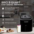 Nuwave Brio Plus 8 Qt Air Fryer, PFAS Free, New & Improved, Digital Touch Screen, Cool White Display, 50°F~400°F in Precise 5°, 5 Cook Functions, 100 Presets & 50 Memory, 3 Wattages 700, 1500, 1800 ANM Liquidation