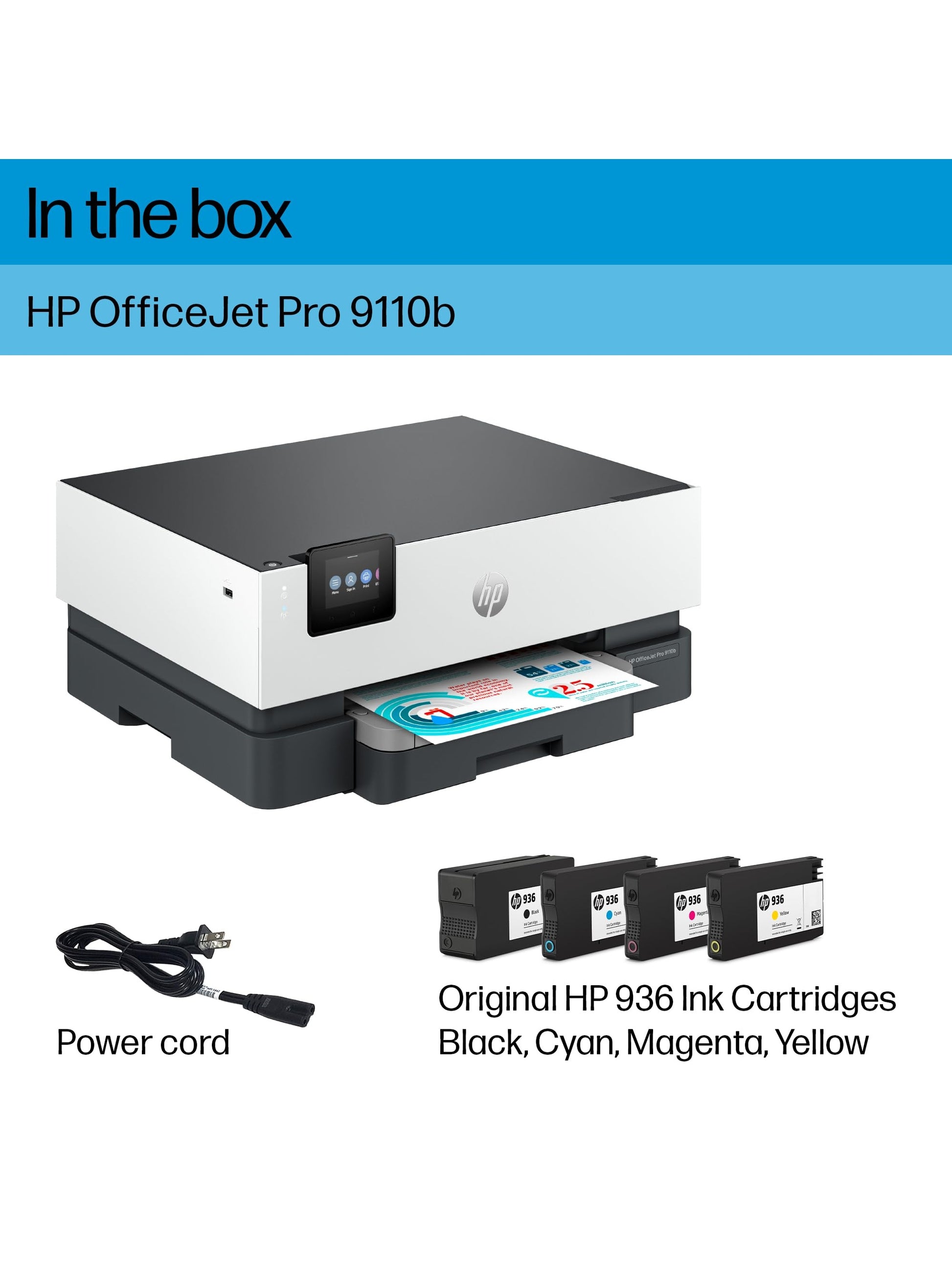 HP OfficeJet Pro 9110b Wireless Color Inkjet Printer, Print, Duplex Printing Best-for-Office (5A0S1A) ANM Liquidation