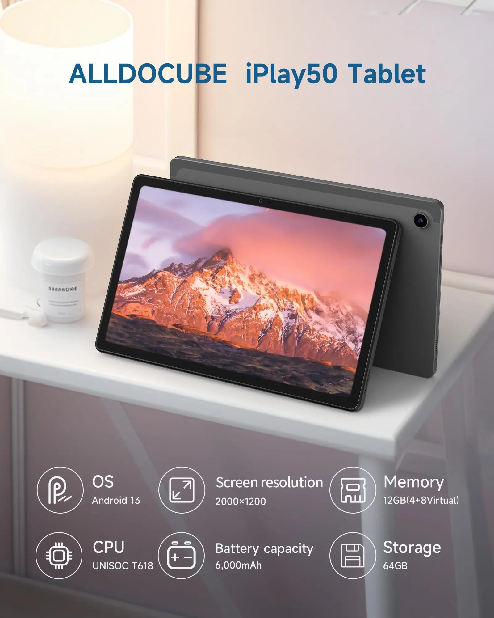 ALLDOCUBE 10.4 Inch Tablet，2000 * 1200 in-Cell IPS Screen Android13 Tablet,12GB RAM (4+8 Virtual)+64GB ROM 2TB TF Expandable,Widevine L1, Unisoc T618 8 Core CPU, 6000mAh Battery,5G/2.4G WiFi - ANM Liquidation