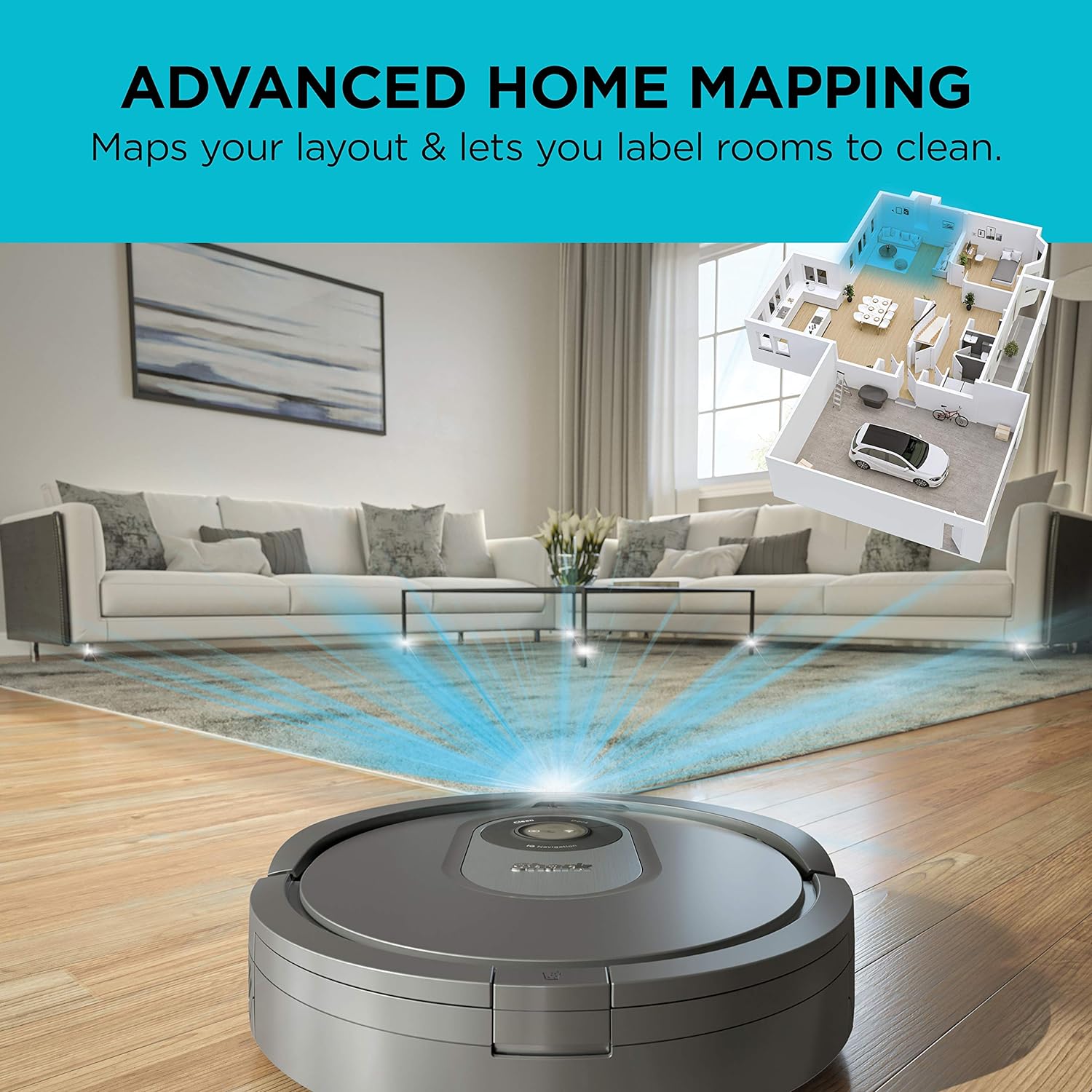 Shark AI Robot Vacuum, Smart Mapping|Scheduling|Pet Hair Pick Up|Logical Navigation, Black/Silver (RV2001), Carpet - ANM Liquidation