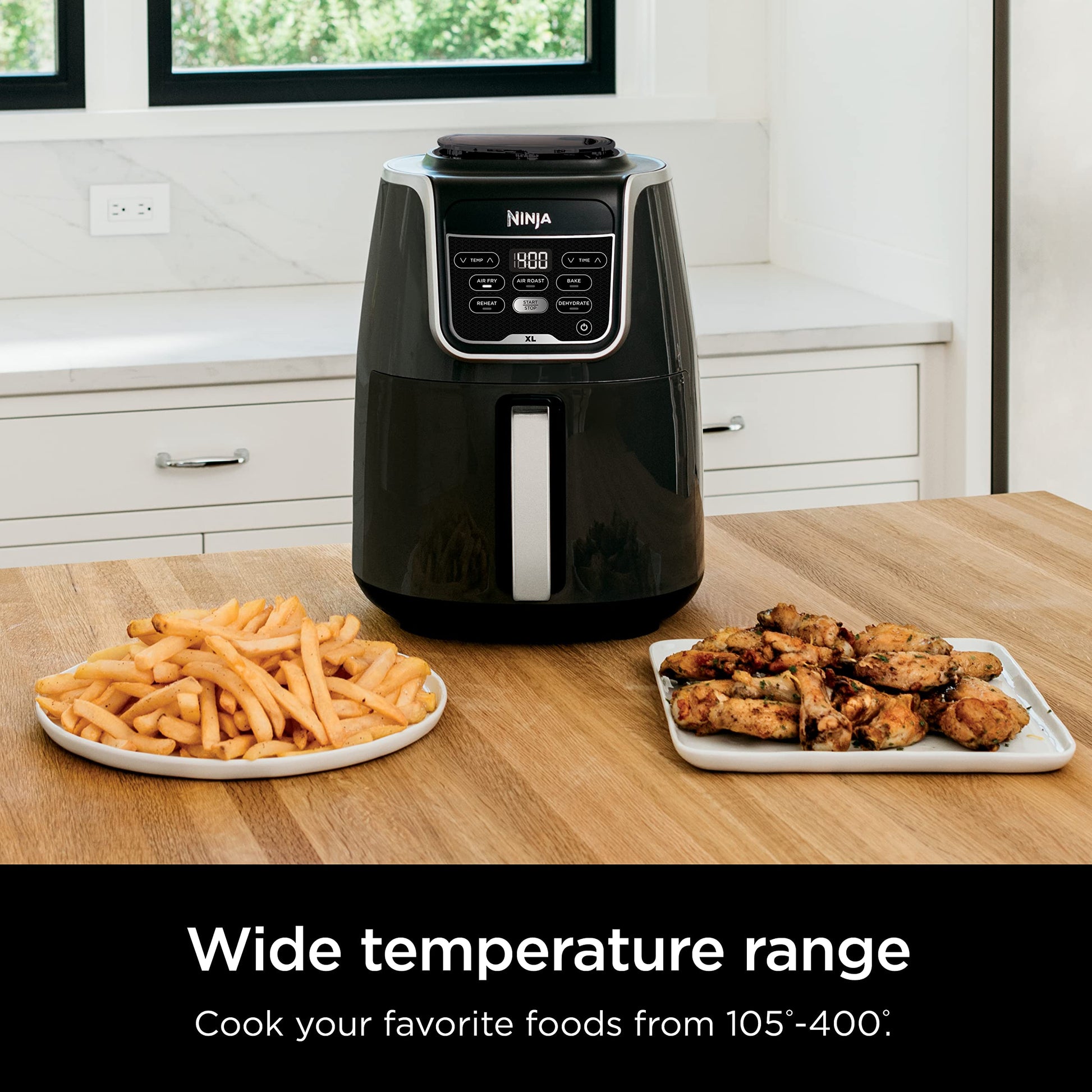 Ninja AF150AMZ Air Fryer XL, 5.5 Qt. Capacity that can Air Fry, Air Roast, Bake, Reheat & Dehydrate, with Dishwasher Safe, Nonstick Basket & Crisper Plate and a Chef-Inspired Recipe Guide, Grey ANM Liquidation