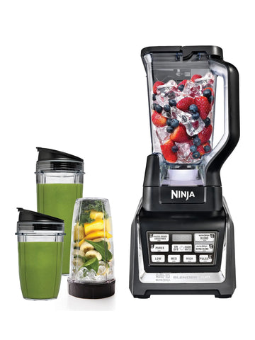 Ninja BL642 Nutri Ninja Personal & Countertop Blender with 1200W Auto-iQ Base, 72 oz. Pitcher, and 18, 24, & 32 oz. To-Go Cups with Spout Lids, For Smoothies, Shakes & More, Dishwasher Safe, Black