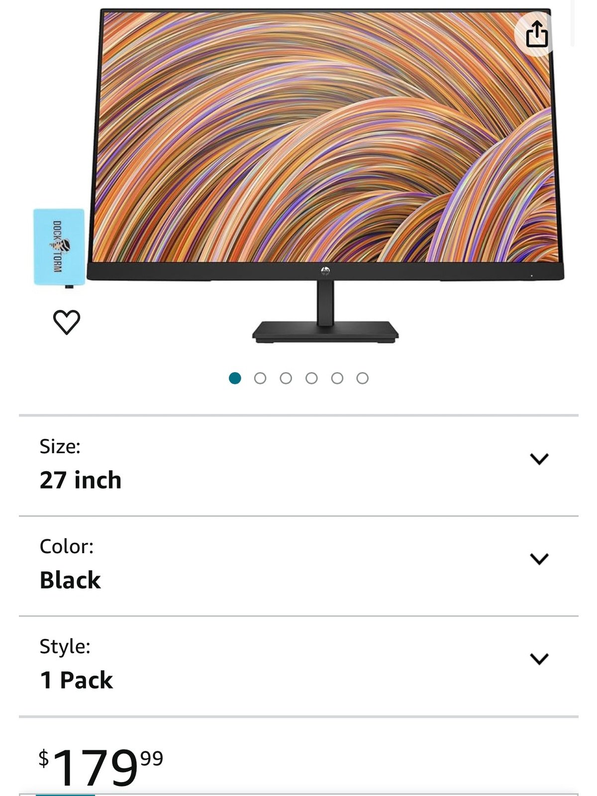 HP 27" FHD IPS 1920x1080 Monitor Bundle with Docztorm Dock, 75 Hz Refresh Rate, 1 HDMI 1.4, 1 Display Port 1.2, 1 VGA, Anti-Glare, Ideal for Office Work, Black 2024 Latest Model