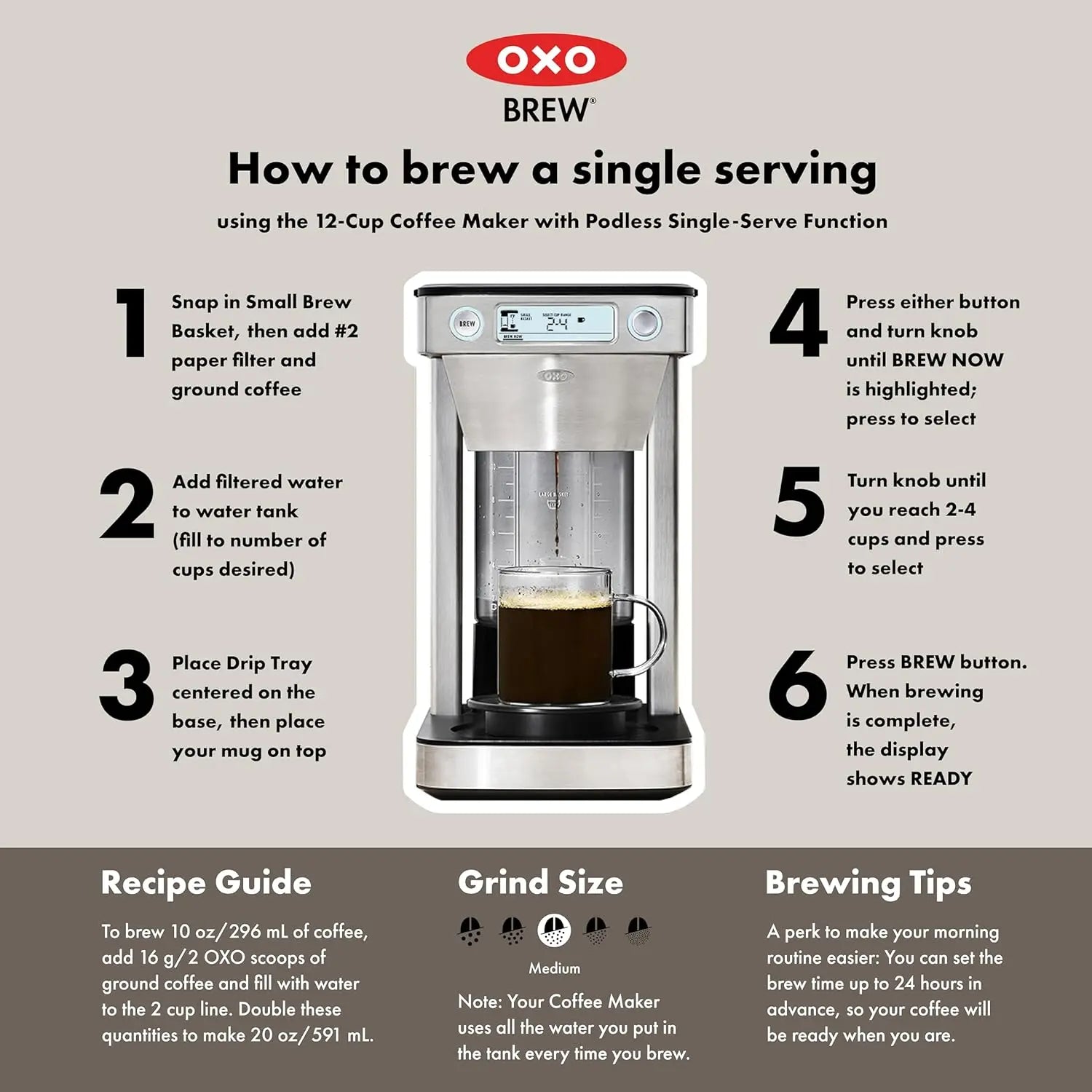 OXO Brew 12-Cup Coffee Maker With Podless Single-Serve Function,Silver - ANM Liquidation