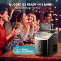 EUHOMY Nugget Ice Maker Countertop with Handle, Ready in 6 Mins, 34lbs/24H, Removable Top Cover, Auto-Cleaning, Portable Sonic Ice Maker with Basket and Scoop, for Home/Party/RV/Camping. (Black) - ANM Liquidation