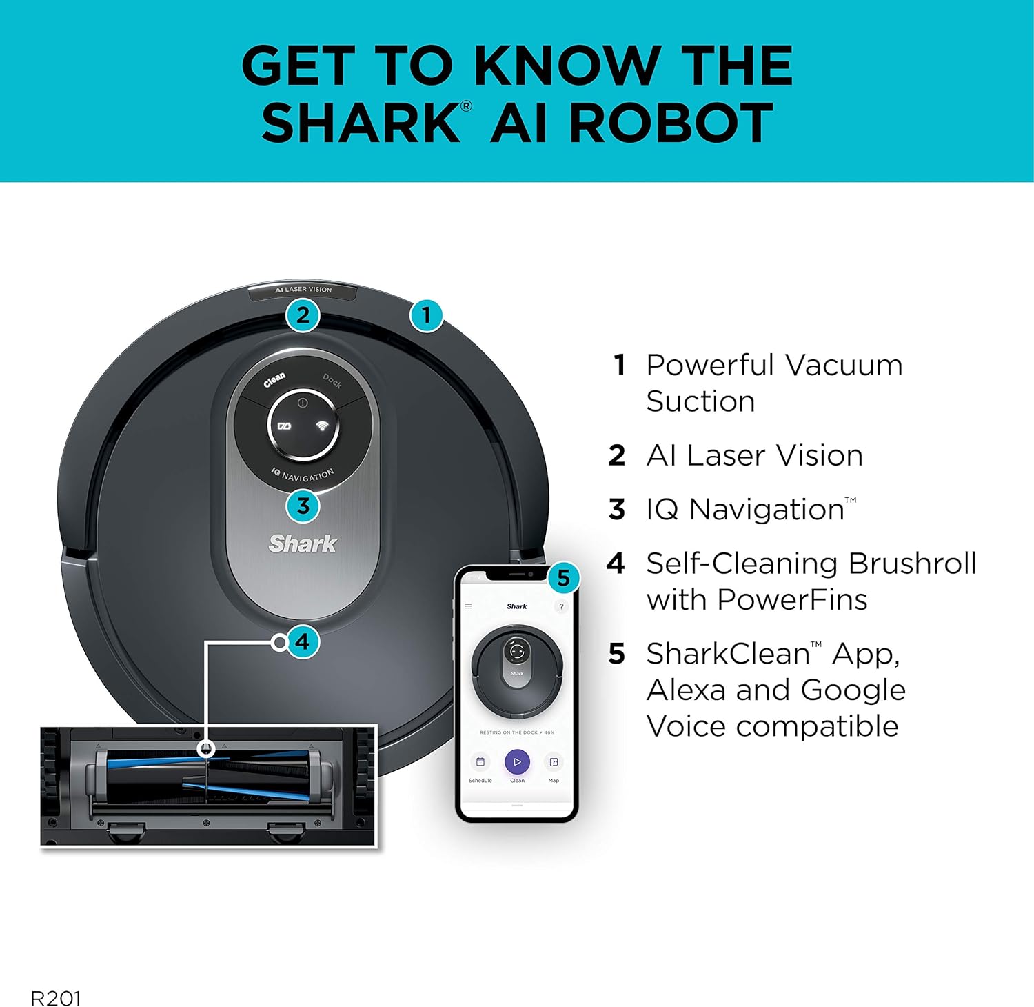 Shark AI Robot Vacuum, Smart Mapping|Scheduling|Pet Hair Pick Up|Logical Navigation, Black/Silver (RV2001), Carpet - ANM Liquidation