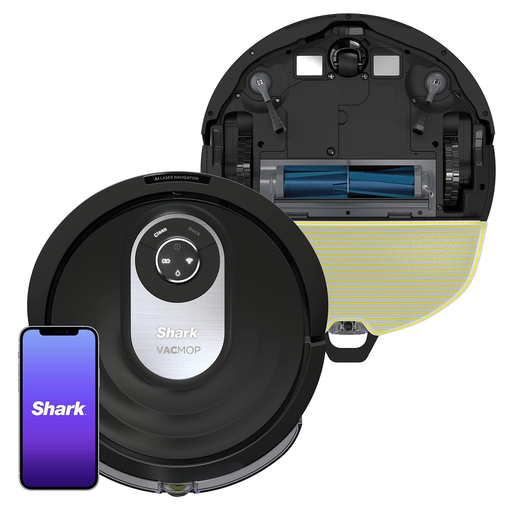 Shark AI Robot Vacuum & Mop, with Home Mapping, Perfect for Pets, Wifi, Works with Alexa, Black/Gold (AV2001WD) - ANM Liquidation