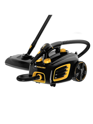 McCulloch MC1375 Canister Steam Cleaner with 20 Accessories, Extra-Long Power Cord, Chemical-Free Cleaning for Most Floors, Counters, Appliances, Windows, Autos, and More, 1- Pack , Black