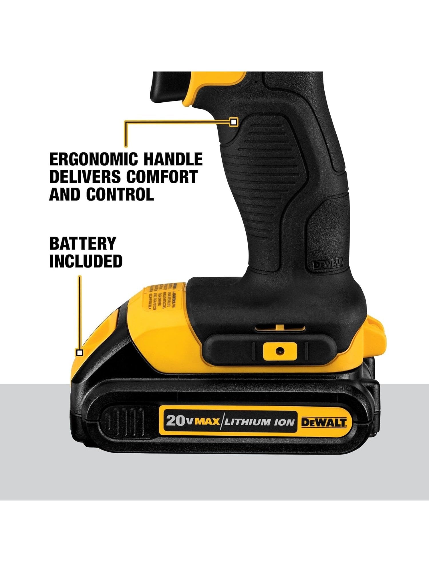 DEWALT 20V Max Cordless Drill/Driver Kit, Compact, 1/2-Inch DCD771C2 , Yellow