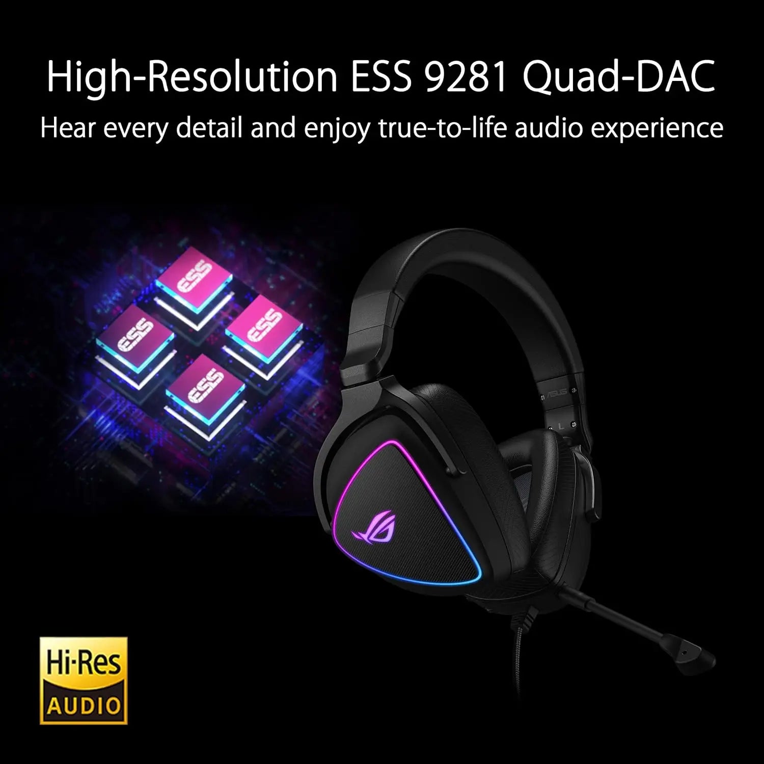 ASUS ROG Delta S Gaming Headset with USB-C | Ai Powered Noise-Canceling Microphone | Over-Ear Headphones for PC, Mac, Nintendo Switch, and Sony Playstation | Ergonomic Design , Black - ANM Liquidation