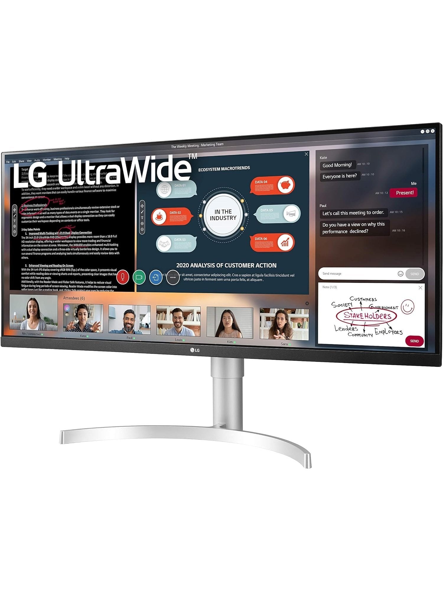 LG 34WN650-W UltraWide Monitor 34" 21:9 FHD 2560 x 1080 IPS Display, VESA DisplayHDR 400, AMD FreeSync, 3-Side Virtually Borderless Design - Silver