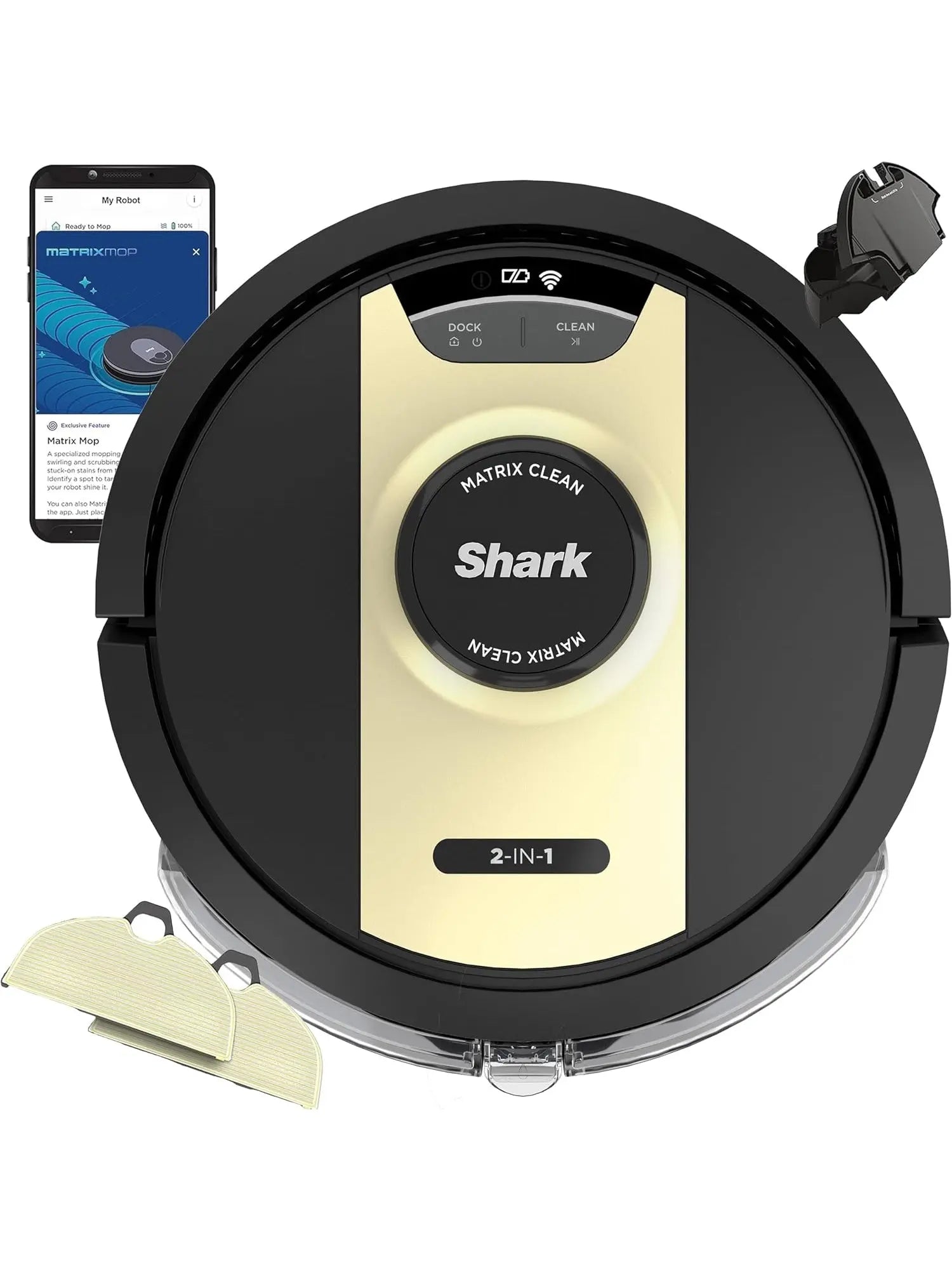 Shark RV2410WD IQ 2-in-1 Robot Vacuum and Mop with Row-by-Row Cleaning, Perfect for Pet Hair, Compatible with Alexa, Black/Bronze, Black/Gold, No Self-Empty Base - ANM Liquidation