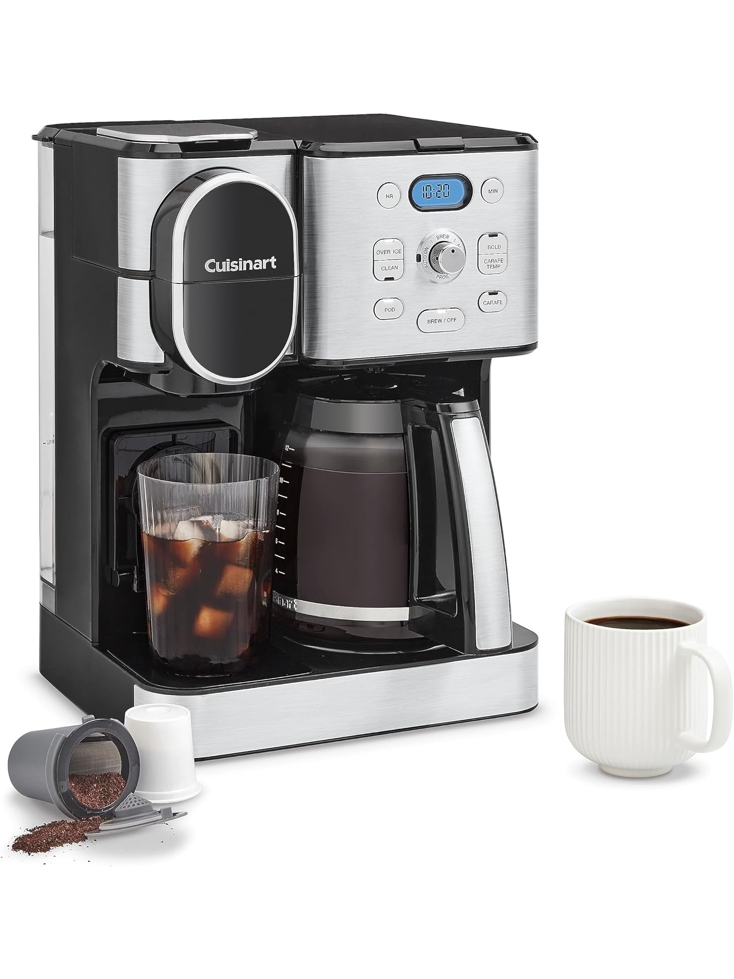 Cuisinart Coffee Maker, 12-Cup Glass Carafe, Automatic Hot & Iced Coffee Maker, Single Server Brewer, Stainless Steel, SS-16 - ANM Liquidation