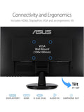 ASUS VA24DQ 23.8” Monitor, 1080P Full HD, 75Hz, IPS, Adaptive-Sync/FreeSync, Eye Care, HDMI DisplayPort VGA, Frameless, VESA Wall Mountable ,BLACK