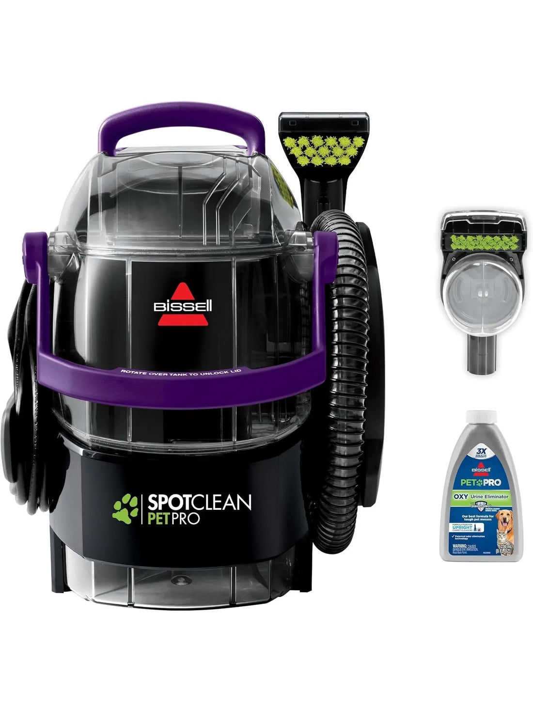 BISSELL SpotClean Pet Pro Portable Carpet Cleaner, 2458, Grapevine Purple, Black, Large