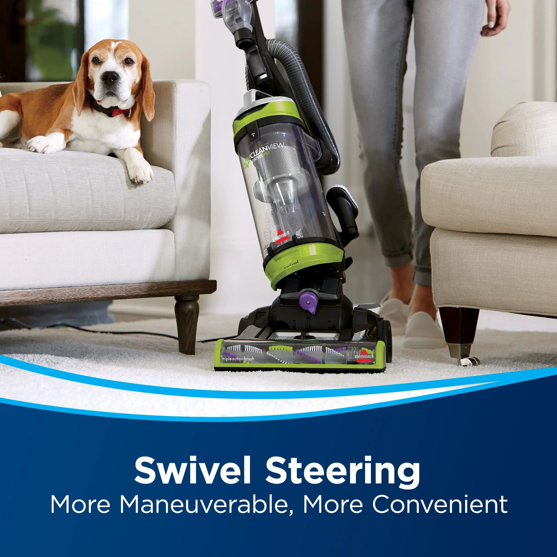 BISSELL 2252 CleanView Swivel Upright Bagless Vacuum with Swivel Steering, Powerful Pet Hair Pick Up, Specialized Pet Tools, Large Capacity Dirt Tank, Easy Empty, Green - ANM Liquidation