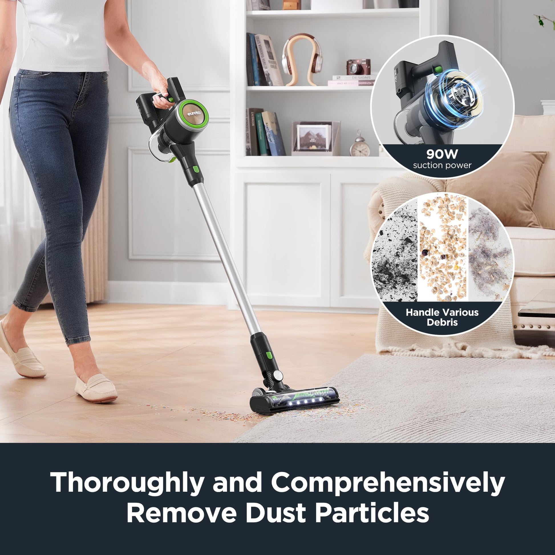 Eureka NEC180 RapidClean Pro Cordless Stick and Handheld Vacuum Cleaner for Hard Floors, Battery-Operated Portable Vacuum Cleaner with Maximum Efficiency Powerful Suction White ANM Liquidation