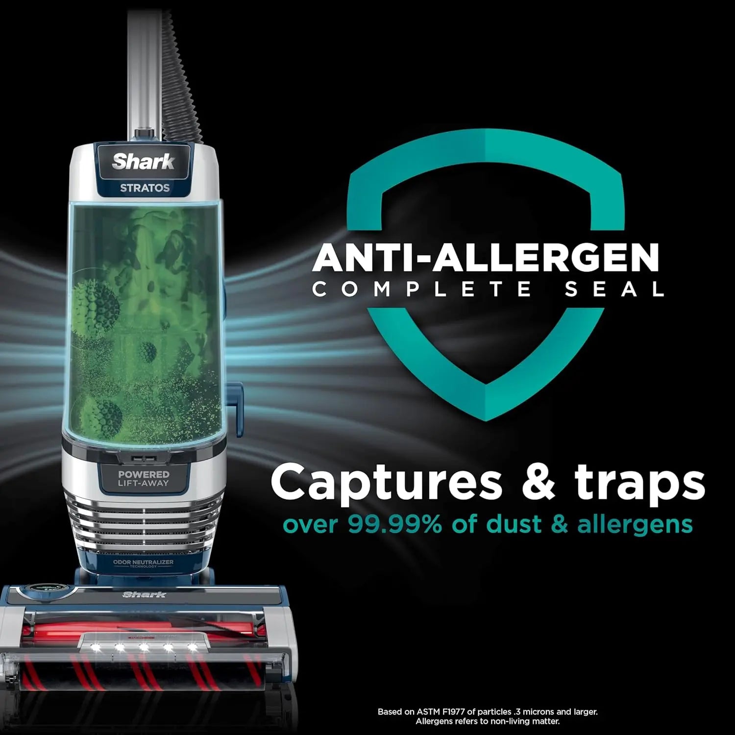 Shark AZ3002 Stratos Upright Vacuum with DuoClean PowerFins, HairPro, Powered Lift-Away, Self-Cleaning Brushroll, & Odor Neutralizer Technology, Navy - ANM Liquidation