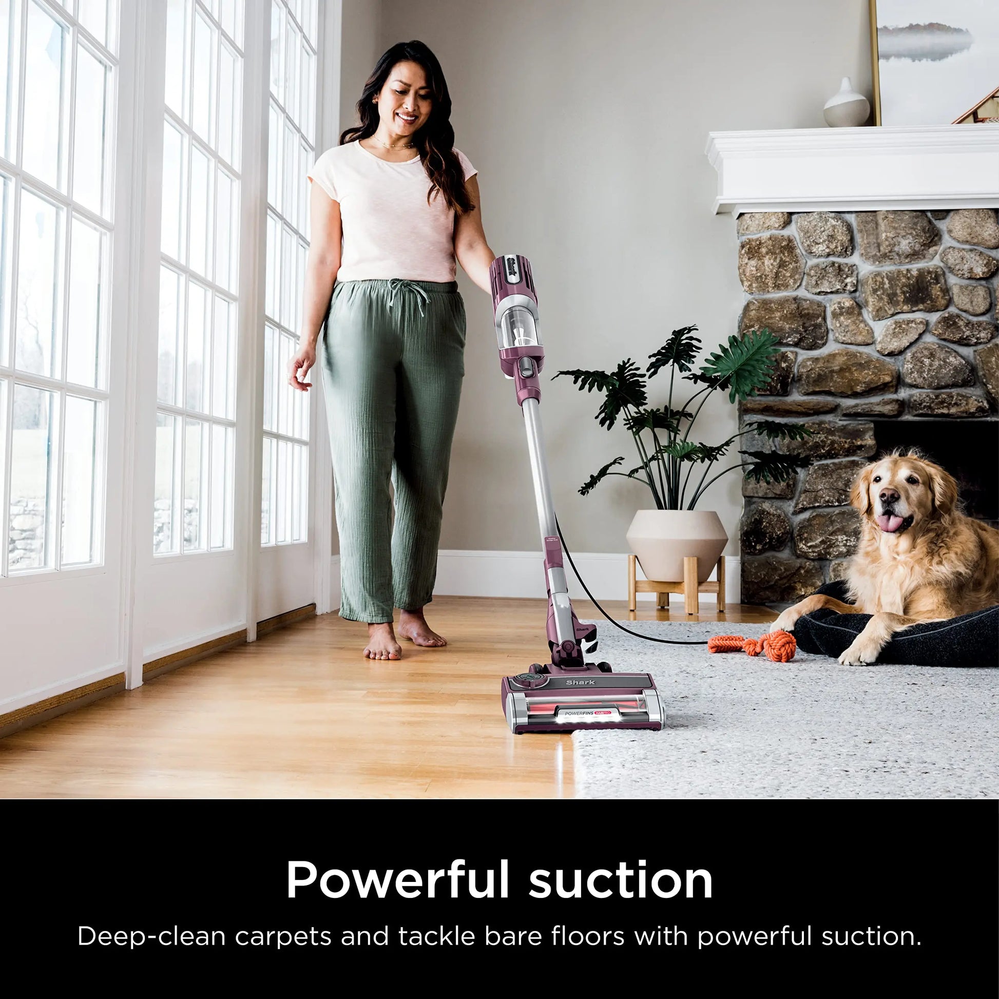 Shark HZ702 Ultralight PetPro Corded Stick Vacuum with PowerFins HairPro Odor Neutralizer Technology, Wine Purple, 0.37 L Capacity - ANM Liquidation