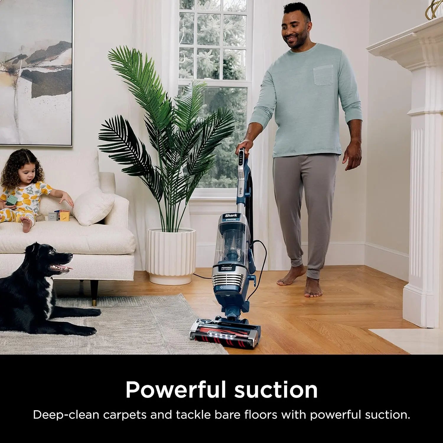 Shark AZ3002 Stratos Upright Vacuum with DuoClean PowerFins, HairPro, Powered Lift-Away, Self-Cleaning Brushroll, & Odor Neutralizer Technology, Navy - ANM Liquidation