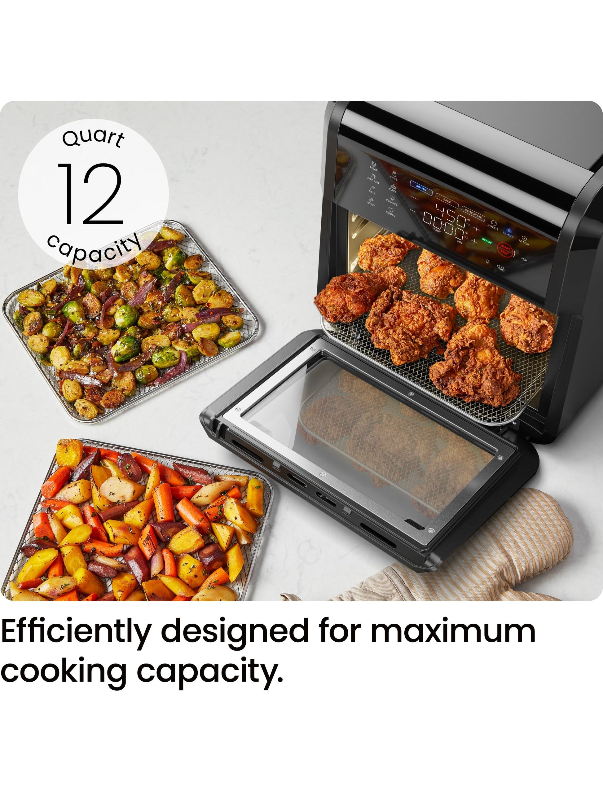 CHEFMAN Multifunctional Digital Air Fryer+ Rotisserie, Dehydrator, Convection Oven, 17 Touch Screen Presets Fry, Roast, Dehydrate, Bake, XL 10L Family Size, Auto Shutoff, Large Easy-View Window, Black ANM Liquidation