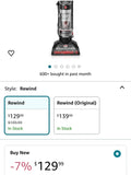 Hoover WindTunnel Cord Rewind Pro Bagless Upright Vacuum Cleaner, For Carpet and Hard Floors, UH71300V, Black, UH71300