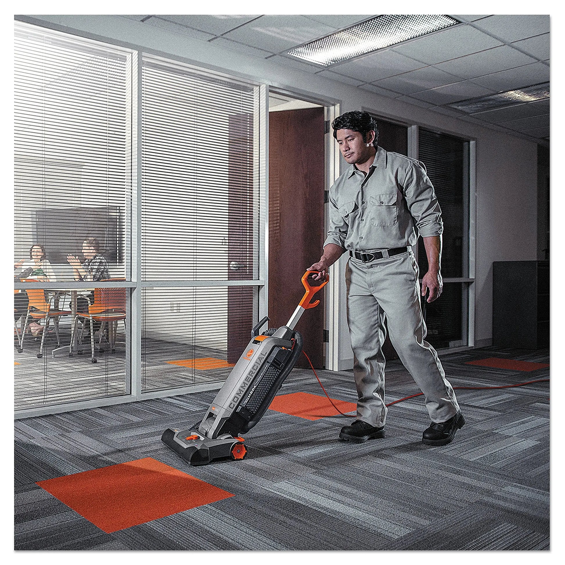 Hoover Commercial HushTone Upright Vacuum Cleaner, 15 inches with Intellibelt, For Carpet and Hard Floors, CH54115, Gray - ANM Liquidation