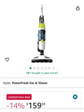 Bissell, 2747A PowerFresh Vac & Steam All-in-One Vacuum and Steam Mop, Detachable for Hard Floor