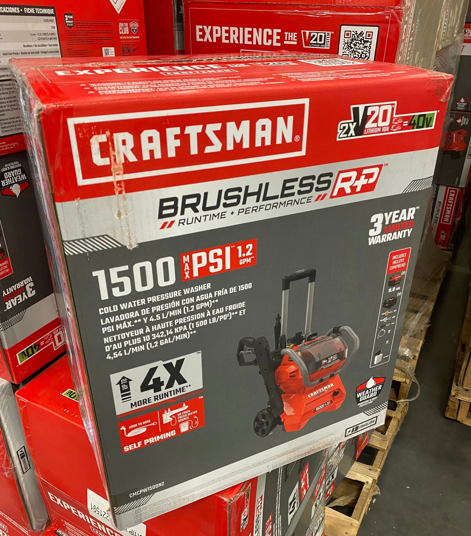 CRAFTSMAN V20 Brushless RP 1500 PSI 1.2-GPMs Cold Water Battery Pressure Washer with 3 Spray Tips 9 Ah (Battery and Charger Included) - ANM Liquidation