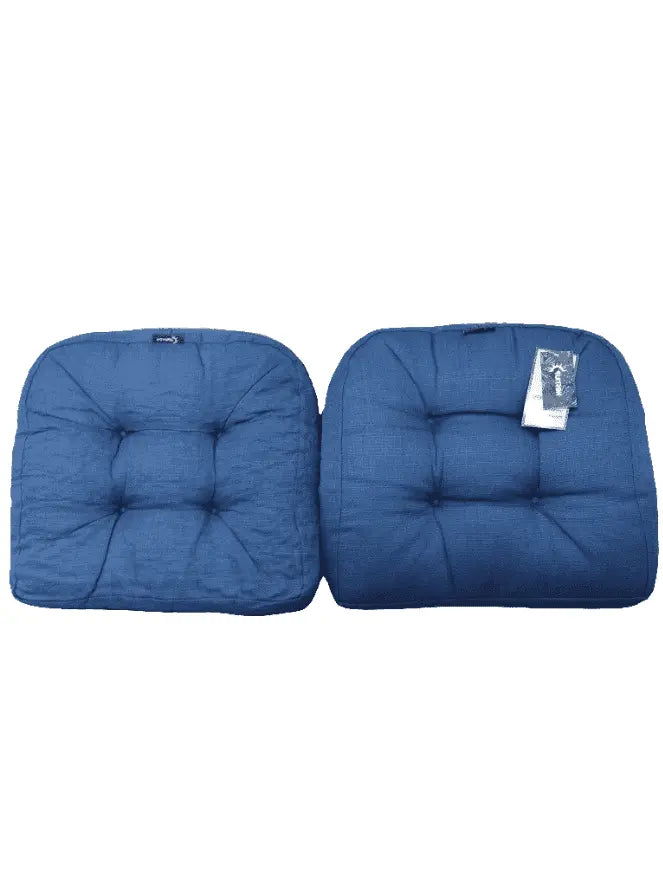 Casual U-Shaped Reversible Seat Pads Patio Chair Cushions Set of 2 | 19.0 in. L X 19.0 in. W X 5.0 in. H Size | Weatherproof Tufted with Soft & Plush Filling | Pretty Royal Blue Color Solid Pattern