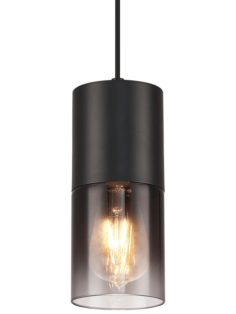 Black Kitchen Island Pendant Light Industrial Black Glass Pendant Lamp E26 Bulbs Farmhouse Chandelier Fixtures with 59" Adjustable Cord