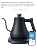 Govee Smart Electric Kettle, WiFi Variable Temperature Gooseneck Pour Over Kettle and Tea Kettle, Alexa Control, 1200W Quick Heating, 100% Stainless Steel, 0.8L, Matte Black