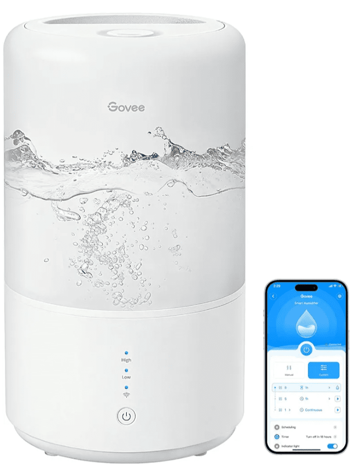 Govee Smart Humidifiers for Bedroom, Top Fill 3L Cool Mist Humidifier with Essential Oil Diffuser, 24 dB Super Quiet, Auto Mode, 360°Nozzle Air Humidifier for Large Room, Baby Nursery and Plants