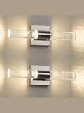 Bathroom Light Fixtures Set of 2, Chrome LED Vanity Light in Bubble Glass Indoor Wall Sconce, Modern 9W 4000K Crystal Wall Lights for Bathroom, Bedroom, Hallway, VL601-CH-2PK