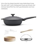 All-in-One Pan,Always Nonstick Large Skillet,Deep Frying Pan with Lid 11-inch , Multipurpose Saute pan,Strainer and Oil Drain Rack,PFOA Free chef’s pan,Dishwasher and Oven Safe Slate