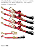 4 Pack Car Tie Down with Snap Hooks - 2