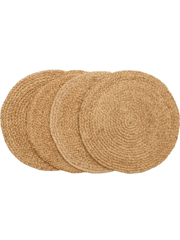 Jute Placemats, Set of 4 Round Woven Placemats 100% Natural Jute, Nonslip Round Placemats 13x13 Inches Round Farmhouse, Boho Jute Placemats for Dining Table Placemats Set of 4